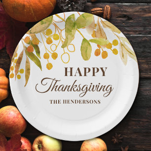 Assiettes En Carton Bon thanksgiving aquarelle