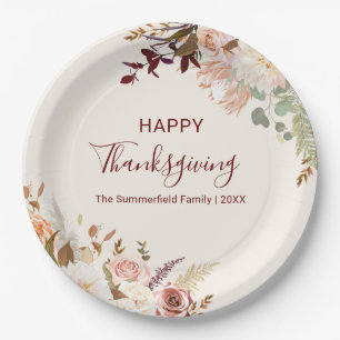 Assiettes En Carton Bon thanksgiving botanique d'automne floral