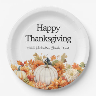 Assiettes En Carton Bon thanksgiving Citrouille Automne Votre Nom