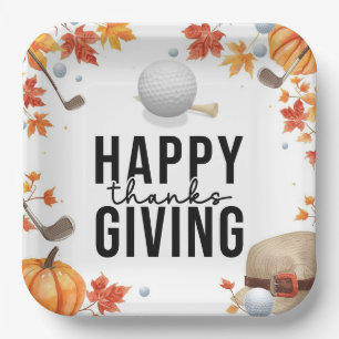 Assiettes En Carton Bon thanksgiving de golf avec golf d'automne
