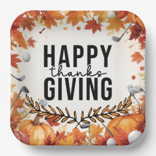 Assiettes En Carton Bon thanksgiving de golf avec golf d'automne