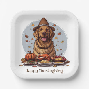 Assiettes En Carton Bon thanksgiving Golden Retriever Chien