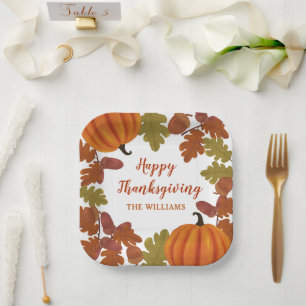 Assiettes En Carton Bon thanksgiving Nom de famille Automne