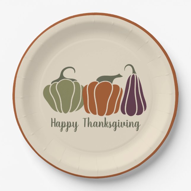 Assiettes En Carton Bon thanksgiving sur mesure Citrouilles modernes (Devant)