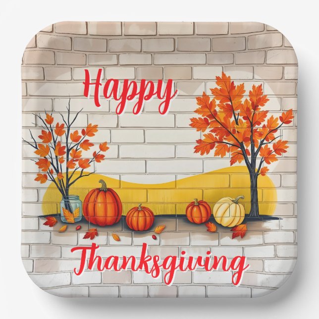 Assiettes En Carton Bon thanksgiving tendance Belle automne (Recto)