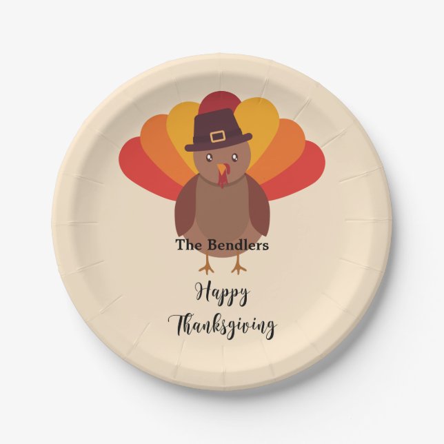 Assiettes En Carton Bon thanksgiving Turquie Plaque de papier personna (Devant)