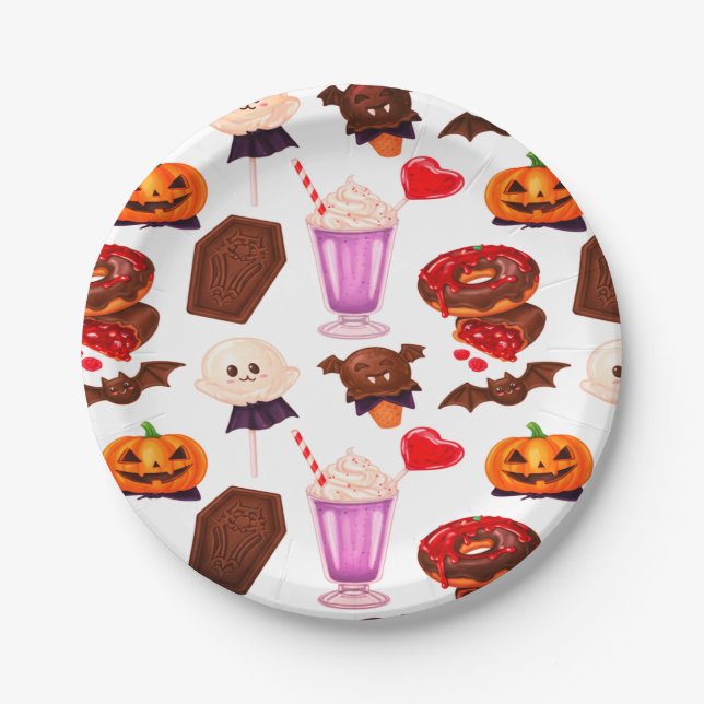Assiettes En Carton Bonbon Dracula éffrayant Minimal Pour Halloween (Devant)