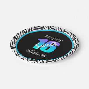 Assiettes En Carton Bonbon personnalisé à zèbre 16 plaques à papie