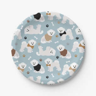 Assiettes En Carton Bones et pattes Bichon Frise