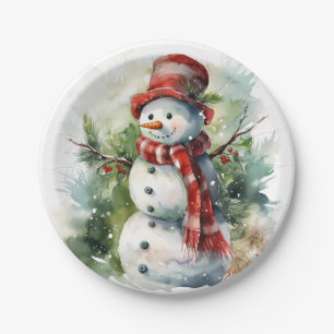 Assiettes En Carton "Bonhomme de neige"