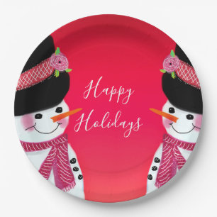 Assiettes En Carton Bonhomme de neige festif mignon
