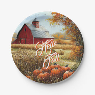 Assiettes En Carton Bonjour Automne Thanksgiving Rural Grange Citrouil
