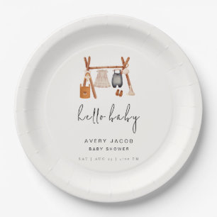 Assiettes En Carton Bonjour bébé   Baby shower Vêtements Boho mignons