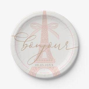 Assiettes En Carton Bonjour Bébé Rose Paris Eiffel Baby Shower