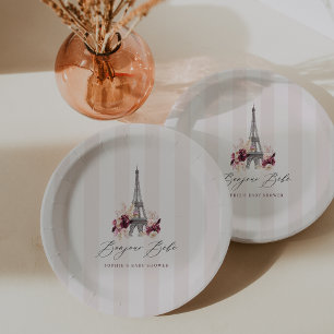 Assiettes En Carton Bonjour Bebe Thème Baby Shower Paris
