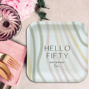 Assiettes En Carton Bonjour Cinquante Simple 50ème Anniversaire Plaque