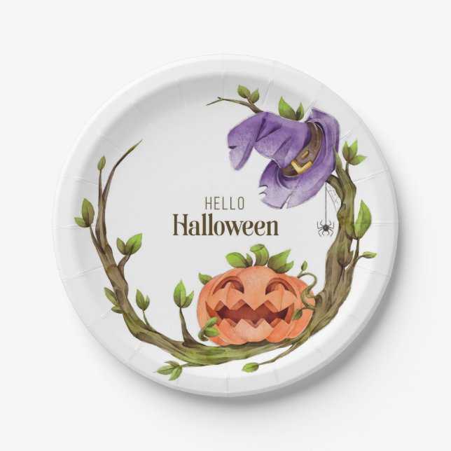 Assiettes En Carton Bonjour Halloween (Devant)