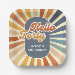 Assiettes En Carton Bonjour Quarty Retro Sun Super Wave Anniversaire