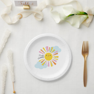 Assiettes En Carton Bonjour Sunshine Girl Baby shower Plaques de papie