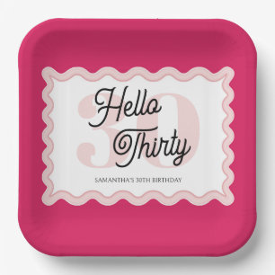 Assiettes En Carton Bonjour Trente Wavy Super 30e anniversaire
