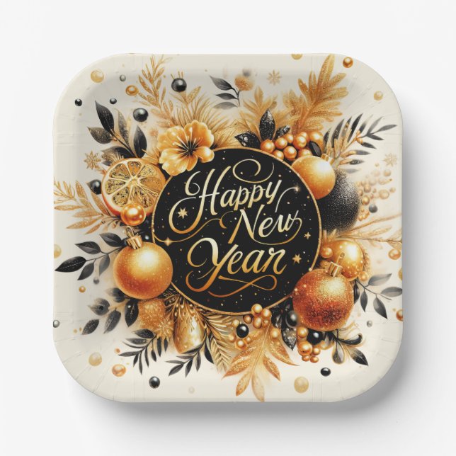 Assiettes En Carton Bonne année (Recto)