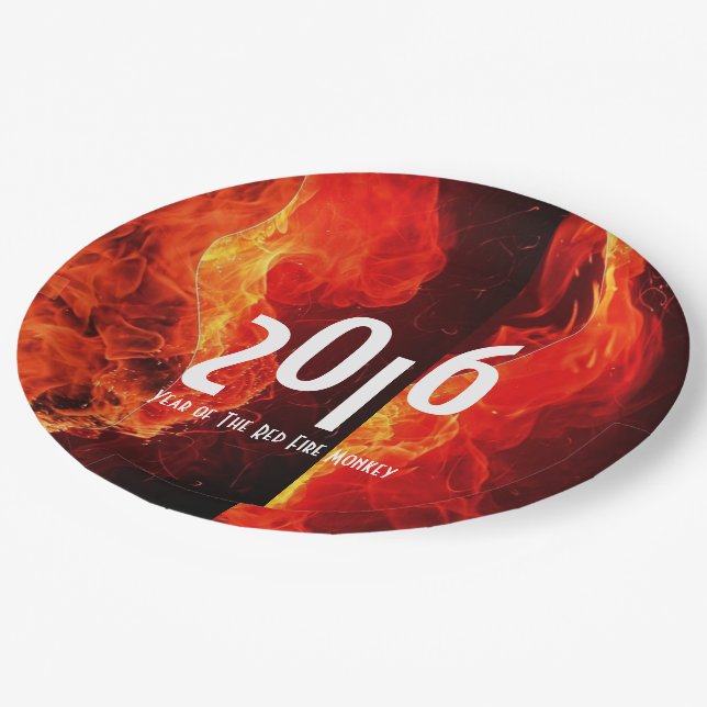 Assiettes En Carton Bonne année 2016 Année du singe du feu rouge (Angle)