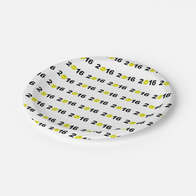 Assiettes En Carton Bonne année 2016 Funny Sweet Numéro (Angle)