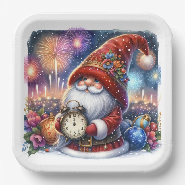 Assiettes En Carton Bonne année Gnome (Recto)