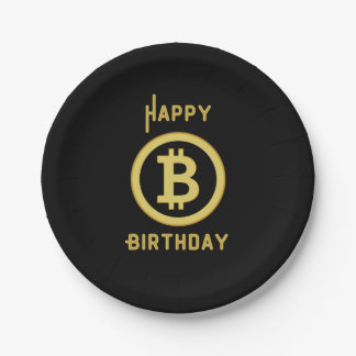 Assiettes En Carton Bonne Anniversaire Bitcoin Gold Plaques de papier