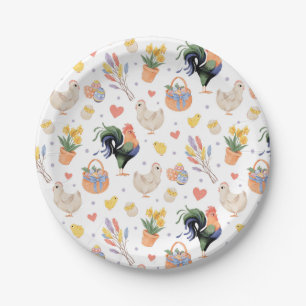 Assiettes En Carton Bonne famille de Pâques (blanc) - Plaques de papie