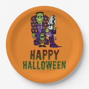Assiettes En Carton Bonne famille Halloween Frankenstein