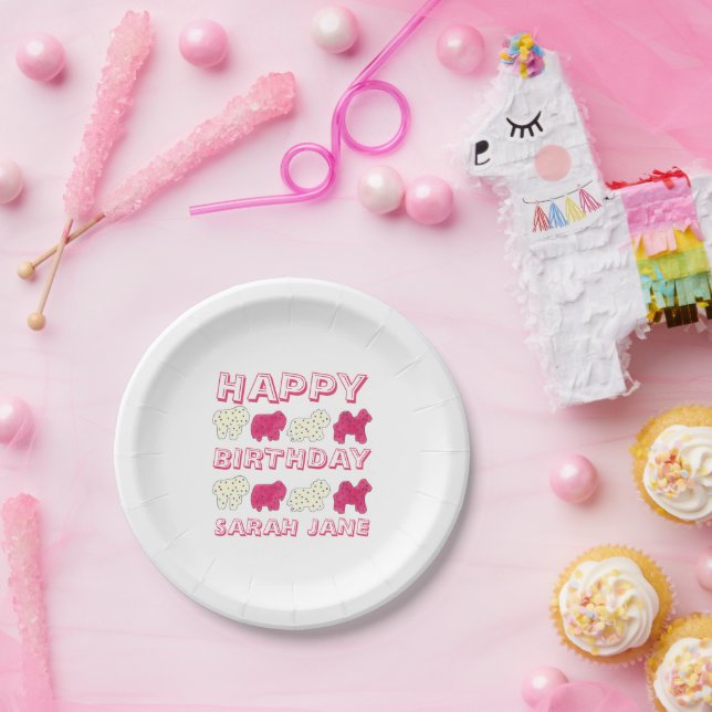 Assiettes En Carton Bonne fête d'anniversaire Pink Circus Animal Crack (Fête)