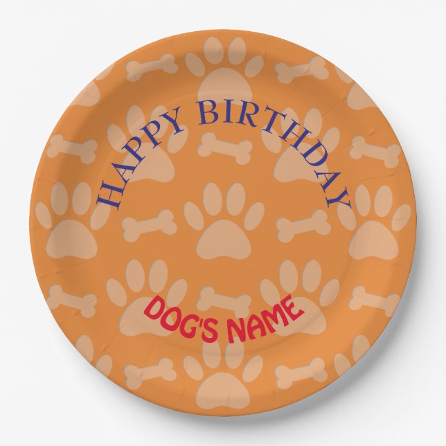 Assiettes En Carton Bonne Fête D'Anniversaire Pour Chiens (Devant)
