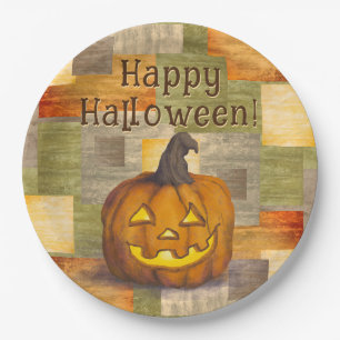Assiettes En Carton Bonne Halloween Jack O'Lantern Citrouille
