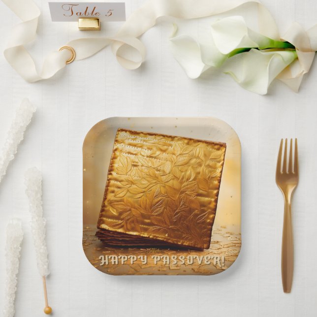 Assiettes En Carton Bonne Pâque ! Golden Matzah (Mariage)