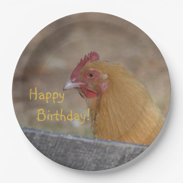 Assiettes En Carton Bonne plaque de papier de poulet d'anniversaire (Devant)