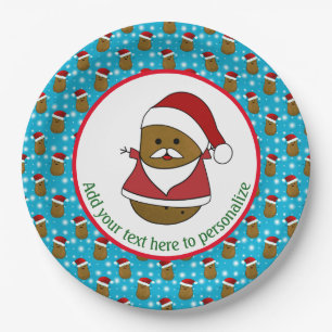 Assiettes En Carton Bonne Pomme De Terre De Noël Portant Un Chapeau De