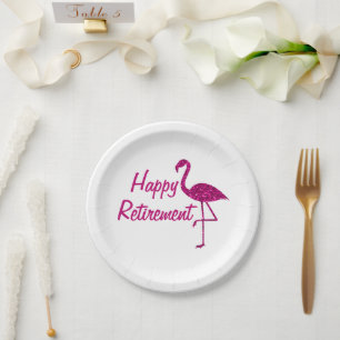 Assiettes En Carton Bonne retraite brillant rose flamingo Texte person