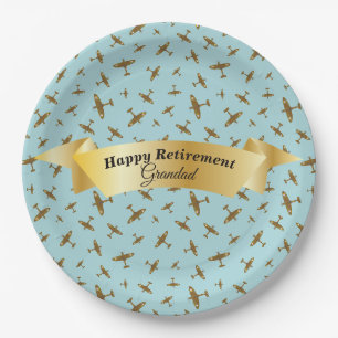 Assiettes En Carton Bonne retraite Grand avion militaire Imprimer