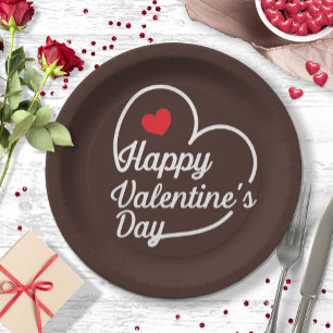 Assiettes En Carton Bonne Saint-Valentin, coeur lavé ID734