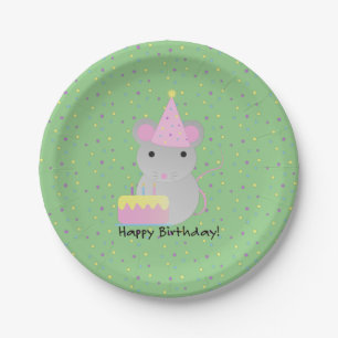 Assiettes En Carton Bonne Souris de fête d'anniversaire