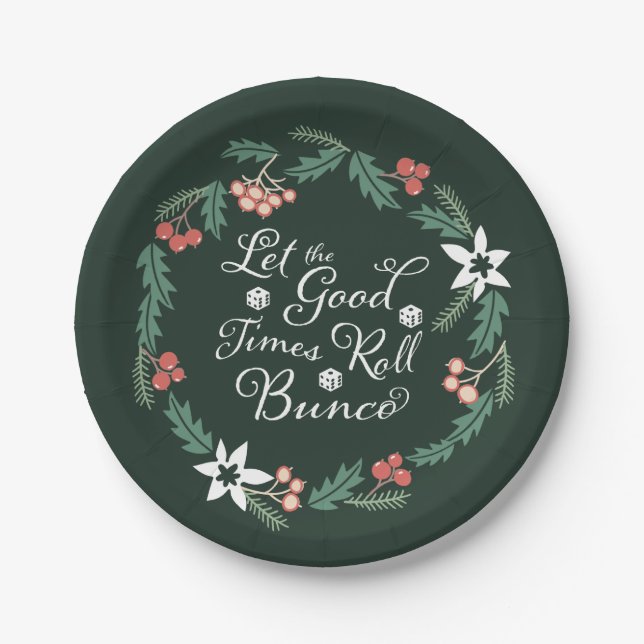 Assiettes En Carton Bonnes fêtes partie de Bunco de Noël (Devant)