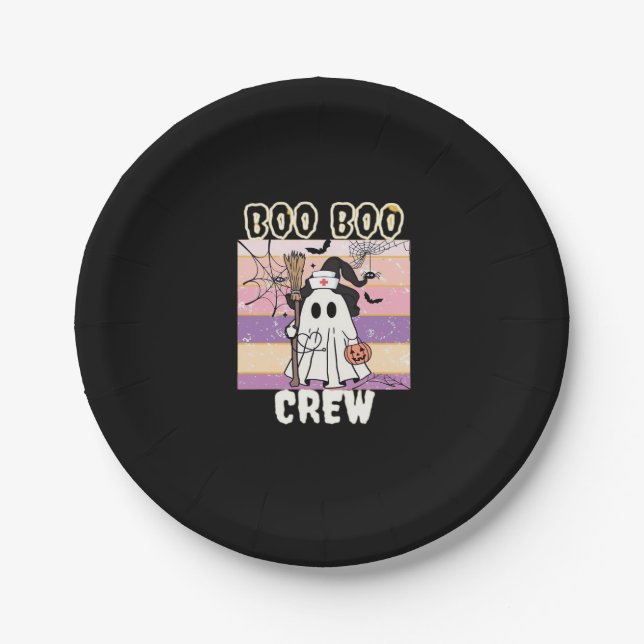 Assiettes En Carton Boo Boo Crew Halloween Ghost Nurse Essential T-Shi (Devant)