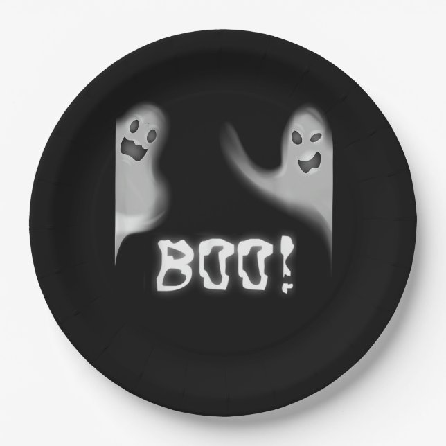 Assiettes En Carton Boo ! Halloween effrayant cachant Funny Peekaboo (Devant)