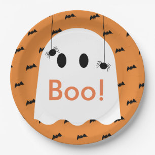 Assiettes En Carton Boo ! Halloween Fantôme et chauves-souris Plaque e