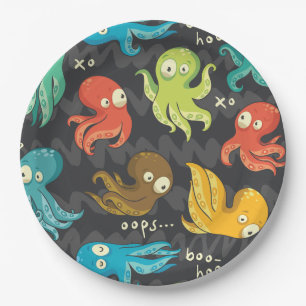 Assiettes En Carton Boo Octopus Cute Multicolor Enfants Vêtements & Dé