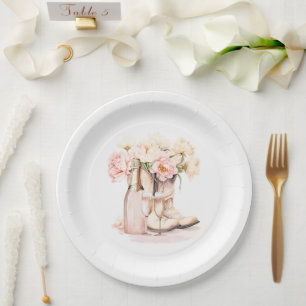 Assiettes En Carton Boots de fille Peonies rose pâle FÊTE DES MARIÉES