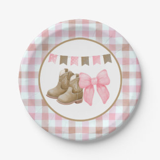 Assiettes En Carton Boots or Bows Gender Reveal Theme Paper Plates
