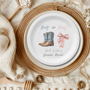 Assiettes En Carton Boots ou Bows Blue Rose Genre Revevela Party
