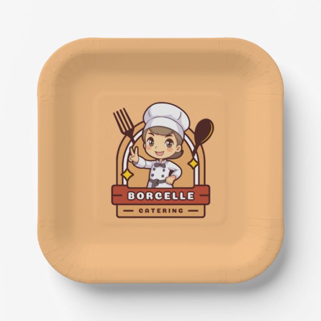 Assiettes En Carton Borcelle Caters Plaques de papier logo personnalis (Recto)